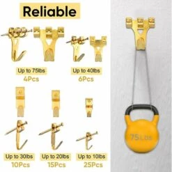 BETTERLIFE Crochet Pour Cadre Photo, 250 Pièces Kit De Suspension De Tableaux, Avec Vis, Clous, Anneau En D Et œil à Vis, Cintres En Dent De Scie, Câble D'acier, Crochets Pour Cadre Photo -Treuil, cric, palan et accessoires Soldes Boutique 36284885 3