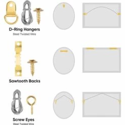 BETTERLIFE Crochet Pour Cadre Photo, 250 Pièces Kit De Suspension De Tableaux, Avec Vis, Clous, Anneau En D Et œil à Vis, Cintres En Dent De Scie, Câble D'acier, Crochets Pour Cadre Photo -Treuil, cric, palan et accessoires Soldes Boutique 36284885 5