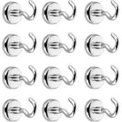 LangRay Crochets Magnétiques, Crochet Aimants, Puissant Aimant Néodyme Force D?attraction De 5.5 Kg (12 Pack)