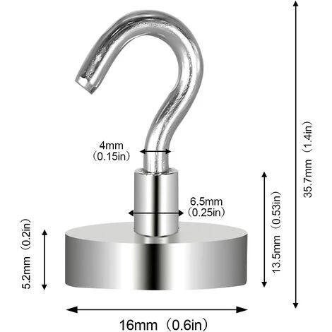 LangRay Crochets Magnétiques, Crochet Aimants, Puissant Aimant Néodyme Force D?attraction De 5.5 Kg (12 Pack) 2 LangRay Crochets Magnétiques, Crochet Aimants, Puissant Aimant Néodyme Force D?attraction De 5.5 Kg (12 Pack) – Image 2