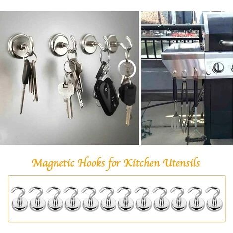 LangRay Crochets Magnétiques, Crochet Aimants, Puissant Aimant Néodyme Force D?attraction De 5.5 Kg (12 Pack) 3 LangRay Crochets Magnétiques, Crochet Aimants, Puissant Aimant Néodyme Force D?attraction De 5.5 Kg (12 Pack) – Image 3