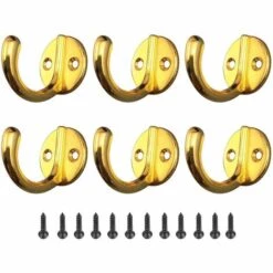 BRIDAY 6 Pièces Crochets Porte Manteau Vintage Crochets Muraux Métal Crochet De Patère Rétro Crochets Avec Vis Pour Chapeau Vêtements OTaille Unique - Or