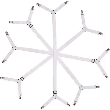 BRIDAY Sangles De Support Réglables Pour Draps De Lit Triangulaires Pour Un Matelas Lisse, Lot De 4, Blanc 1 BRIDAY Sangles De Support Réglables Pour Draps De Lit Triangulaires Pour Un Matelas Lisse, Lot De 4, Blanc