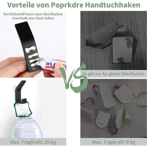 BETTERLIFE 6Pièces Crochets Auto-adhésifs, Crochet Double Porte Serviette Salle De Bain, Support Mural Auto-adhésif Pour Cuisine, Salle De Bain, Bureau, Placard, Aluminium, Noir 4 BETTERLIFE 6Pièces Crochets Auto-adhésifs, Crochet Double Porte Serviette Salle De Bain, Support Mural Auto-adhésif Pour Cuisine, Salle De Bain, Bureau, Placard, Aluminium, Noir – Image 4