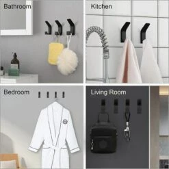 BETTERLIFE 6Pièces Crochets Auto-adhésifs, Crochet Double Porte Serviette Salle De Bain, Support Mural Auto-adhésif Pour Cuisine, Salle De Bain, Bureau, Placard, Aluminium, Noir 9 BETTERLIFE 6Pièces Crochets Auto-adhésifs, Crochet Double Porte Serviette Salle De Bain, Support Mural Auto-adhésif Pour Cuisine, Salle De Bain, Bureau, Placard, Aluminium, Noir -Treuil, cric, palan et accessoires Soldes Boutique 37659950 5