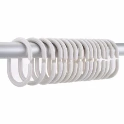 BETTERLIFE 30 Pcs Crochets De Rideau De Douche Noir, Crochets De Rideau De Douche En Plastique Bagues De Douche Glide Crochet De Douche Glide Pour Salle De Bain Rideau De Douche Rideau Tige Blanche