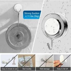 BETTERLIFE Crochet à Ventouse Sous Vide Pour Salle De Bains Toilettes Cuisine Crochet Serviette Puissant Crochet De Douche Peignoir En Acier Inoxydable (2pack) -Treuil, cric, palan et accessoires Soldes Boutique 37833697 3