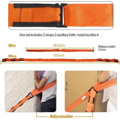 ECHOO Sangles De Levage Et De Déplacement Conçues Pour Les Objets, Les Objets Lourds Sans Mal De Dos, Les Sangles Et Les Harnais (système De Levage Et De Déplacement D'épaule à 2 Personnes) 4 ECHOO Sangles De Levage Et De Déplacement Conçues Pour Les Objets, Les Objets Lourds Sans Mal De Dos, Les Sangles Et Les Harnais (système De Levage Et De Déplacement D'épaule à 2 Personnes) – Image 4