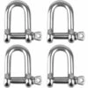 BETTERLIFE Manille D'étrave 4 Pièces M8 Acier Inoxydable Forme D Manille à Chaîne Boucle De Levage Manille à Chaîne De Levage Avec Goupille à Vis Filetée Pour Bateau Naviguer Auto Remorquage