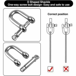 BETTERLIFE Manille D'étrave 4 Pièces M8 Acier Inoxydable Forme D Manille à Chaîne Boucle De Levage Manille à Chaîne De Levage Avec Goupille à Vis Filetée Pour Bateau Naviguer Auto Remorquage -Treuil, cric, palan et accessoires Soldes Boutique 38157748 3