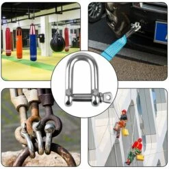 BETTERLIFE Manille D'étrave 4 Pièces M8 Acier Inoxydable Forme D Manille à Chaîne Boucle De Levage Manille à Chaîne De Levage Avec Goupille à Vis Filetée Pour Bateau Naviguer Auto Remorquage -Treuil, cric, palan et accessoires Soldes Boutique 38157748 4