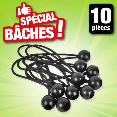 OUTIROR Lot De 10 Attaches Rapides Pour Bâche - élastique Noir 1 OUTIROR Lot De 10 Attaches Rapides Pour Bâche - élastique Noir