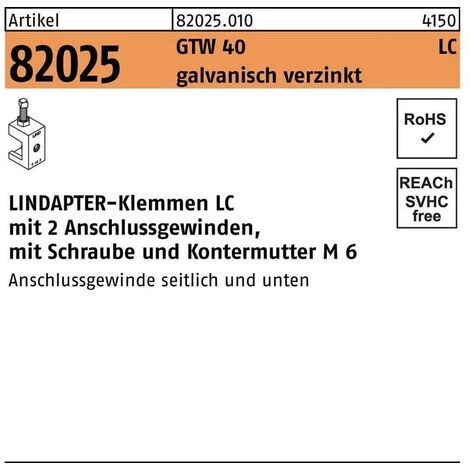 Lindapter R 82024 GTW 40 TC LxSmm 1 Lindapter R 82024 GTW 40 TC LxSmm