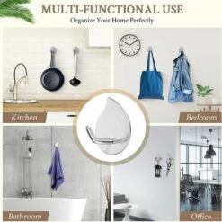 BETTERLIFE Crochets Adhésifs De La Cuisine Pour Suspendre Les Crochets De Serviette Murale Heavy Duty Heavy Duty Steel Hook Crochet D'étanche Crochet Pour Bureau De Salle De Bain, Manteau Adhésif Crochet Crochet Stick Sur Le Mur (6 Pack) -Treuil, cric, palan et accessoires Soldes Boutique 39235962 5