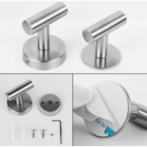 BETTERLIFE 2 PCS Auto-adhésifs Serviette Crochets Crochets Crochets Robe Crochets Acier Inoxydable Crochets Muraux Robustes Pour La Salle De Bain Cuisine Et Chambre à Coucher (Sliver) 2 BETTERLIFE 2 PCS Auto-adhésifs Serviette Crochets Crochets Crochets Robe Crochets Acier Inoxydable Crochets Muraux Robustes Pour La Salle De Bain Cuisine Et Chambre à Coucher (Sliver) – Image 2