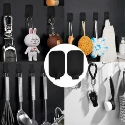 BETTERLIFE 16 Crochets Auto-adhésifs, Support Mural Adhésif En Acier Inoxydable Crochets Muraux Lourds Crochets Collants Imperméables Pour Cuisine Salle De Bain Bureaufette Toilette, Noir -Treuil, cric, palan et accessoires Soldes Boutique 39236317 4