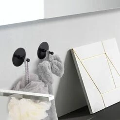 TRIOMPHE Crochets De Serviettes Adhésifs Pour La Salle De Bain Crochets Muraux Noirs Pour Suspendre La Serviette Collante Crochet Mural Heavy Duty Dutout Acier Inoxydable Stick Sur Le Mur 4 Paquets -Treuil, cric, palan et accessoires Soldes Boutique 39355366 5