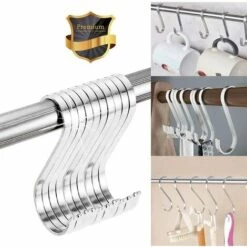 BETTERLIFE Lot De 10 Crochets En S De Suspension Multifonctions Crochets En Forme De S En Acier Inoxydable Crochet S Pour Salle De Bains Chambre Bureau Cuisine -Treuil, cric, palan et accessoires Soldes Boutique 39654074 4