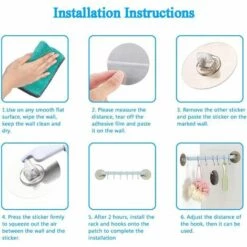 BETTERLIFE Porte Ustensiles Cuisine à 6 Crochets Ajustables, Rotatif Murale En Accroche Tringle Pour Salle De Bain, Salon, Barre, Bleu 7 BETTERLIFE Porte Ustensiles Cuisine à 6 Crochets Ajustables, Rotatif Murale En Accroche Tringle Pour Salle De Bain, Salon, Barre, Bleu -Treuil, cric, palan et accessoires Soldes Boutique 39915087 3