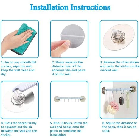 BETTERLIFE Porte Ustensiles Cuisine à 6 Crochets Ajustables, Rotatif Murale En Accroche Tringle Pour Salle De Bain, Salon, Barre, Bleu 3 BETTERLIFE Porte Ustensiles Cuisine à 6 Crochets Ajustables, Rotatif Murale En Accroche Tringle Pour Salle De Bain, Salon, Barre, Bleu – Image 3