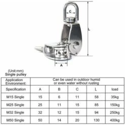 LITZEE 2 Pcs Poulie En Acier Inox 304 M25 Poulie De Levage Rouleau De Chargement 7 LITZEE 2 Pcs Poulie En Acier Inox 304 M25 Poulie De Levage Rouleau De Chargement -Treuil, cric, palan et accessoires Soldes Boutique 40296069 3