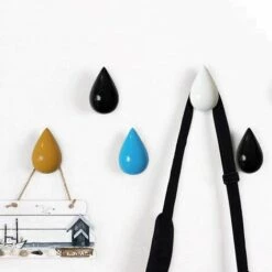 ALMI Lot De 2 Hook Pour Manteau Goutte D'eau Créatifs Crochet Décoration Murale Décoration Moderne, 7.5 X 4.8cm / Bleu