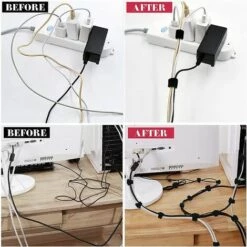 AIDUCHO Attache Cable[100 Pcs], Sangles Sangles Câble, Réutilisables Serre Cable, Organisateur Rangement Cable, Pour Attacher Les Câbles, Gaines, Fils PC, Fils Électriques Etc(Noir) -Treuil, cric, palan et accessoires Soldes Boutique 40916630 4