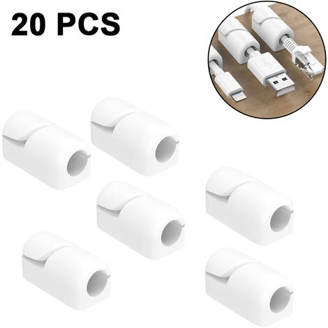 DEVENIRRICHE Clips Pour Porte-câbles, Paquet De 20 Clips D'organisateur De Cordon De Gestion Des Câbles Silicone Auto-adhésif Pour Bureau Câble De Charge USB Cordon D'alimentation Câble De Souris Fil PC Bureau Maison, Blanc 1 DEVENIRRICHE Clips Pour Porte-câbles, Paquet De 20 Clips D'organisateur De Cordon De Gestion Des Câbles Silicone Auto-adhésif Pour Bureau Câble De Charge USB Cordon D'alimentation Câble De Souris Fil PC Bureau Maison, Blanc