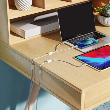 DEVENIRRICHE Clips Pour Porte-câbles, Paquet De 20 Clips D'organisateur De Cordon De Gestion Des Câbles Silicone Auto-adhésif Pour Bureau Câble De Charge USB Cordon D'alimentation Câble De Souris Fil PC Bureau Maison, Blanc 3 DEVENIRRICHE Clips Pour Porte-câbles, Paquet De 20 Clips D'organisateur De Cordon De Gestion Des Câbles Silicone Auto-adhésif Pour Bureau Câble De Charge USB Cordon D'alimentation Câble De Souris Fil PC Bureau Maison, Blanc – Image 3