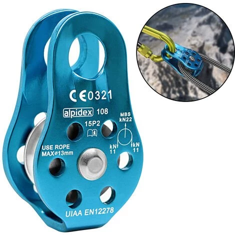 DEVENIRRICHE Grande Poulie De Sauvetage Simple/double Réa Avec Plaque Pivotante, Poulie En Alliage D'aluminium, Bleu 1 DEVENIRRICHE Grande Poulie De Sauvetage Simple/double Réa Avec Plaque Pivotante, Poulie En Alliage D'aluminium, Bleu