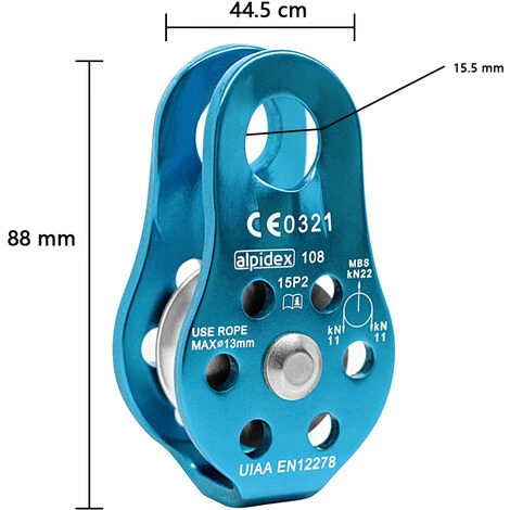 DEVENIRRICHE Grande Poulie De Sauvetage Simple/double Réa Avec Plaque Pivotante, Poulie En Alliage D'aluminium, Bleu 3 DEVENIRRICHE Grande Poulie De Sauvetage Simple/double Réa Avec Plaque Pivotante, Poulie En Alliage D'aluminium, Bleu – Image 3