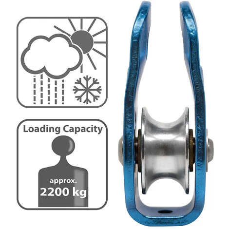 DEVENIRRICHE Grande Poulie De Sauvetage Simple/double Réa Avec Plaque Pivotante, Poulie En Alliage D'aluminium, Bleu 4 DEVENIRRICHE Grande Poulie De Sauvetage Simple/double Réa Avec Plaque Pivotante, Poulie En Alliage D'aluminium, Bleu – Image 4