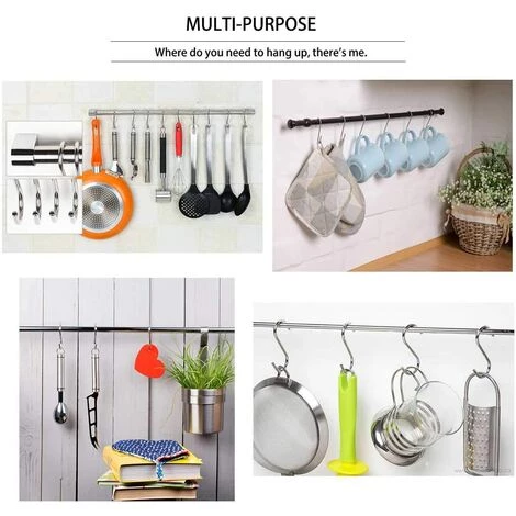 GUAZHUNIFR Lot De 20pcs Crochets En S De Suspension Multifonctions Crochets En Forme De S En Acier Inoxydable Crochet S Pour Salle De Bains Chambre Bureau Cuisine 3 GUAZHUNIFR Lot De 20pcs Crochets En S De Suspension Multifonctions Crochets En Forme De S En Acier Inoxydable Crochet S Pour Salle De Bains Chambre Bureau Cuisine – Image 3