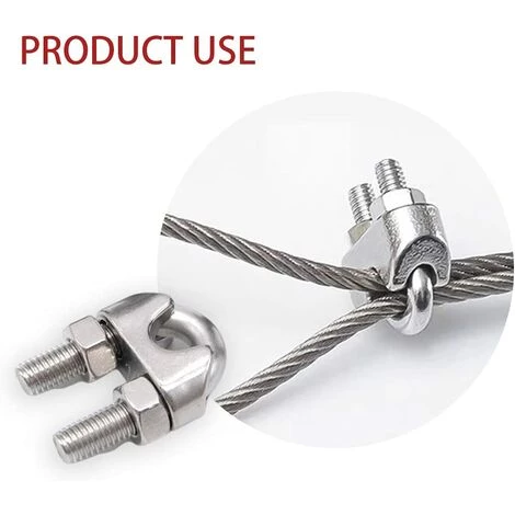 GUAZHUNIFR Lot De 10 Serre-câbles En Acier Galvanisé De 2 Mm - Forme En étrier Pour Câble En Acier, Câble, Fils, Serre-câbles 5 GUAZHUNIFR Lot De 10 Serre-câbles En Acier Galvanisé De 2 Mm - Forme En étrier Pour Câble En Acier, Câble, Fils, Serre-câbles – Image 5