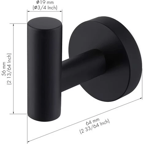 Crochet Mural Porte Serviette Salle De Bain Crochets Patère Noir Mat Acier Inoxydable SUS304 Porte Manteau Support Porte-Serviettes Rangement GrooFoo (le Noir*1) 2 Crochet Mural Porte Serviette Salle De Bain Crochets Patère Noir Mat Acier Inoxydable SUS304 Porte Manteau Support Porte-Serviettes Rangement GrooFoo (le Noir*1) – Image 2