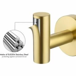 Crochets Pour Serviettes Porte Serviette Crochet Salle De Bain SUS304 Acier Inoxydable Support Serviette Crochets Mural Porte-seviettes GrooFoo (Laiton Brossé*1) -Treuil, cric, palan et accessoires Soldes Boutique 42548322 5