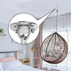 Lourds Crochet ​De Plafond, 450KG Capacité Acier Inoxydable Hamac à Suspendre Kit 180°Rotation Pour Béton Bois Ensembles, Chaise Accrochante, Lampe Accrochante, Hamac, Yoga, Avec Vis De Fixatio GrooFoo (2 Pcs) -Treuil, cric, palan et accessoires Soldes Boutique 42693711 3