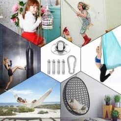 Lourds Crochet ​De Plafond, 450KG Capacité Acier Inoxydable Hamac à Suspendre Kit 180°Rotation Pour Béton Bois Ensembles, Chaise Accrochante, Lampe Accrochante, Hamac, Yoga, Avec Vis De Fixatio GrooFoo (2 Pcs) -Treuil, cric, palan et accessoires Soldes Boutique 42693711 5