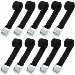 HIASDFLS 10Pcs 2*39Cm Sangle D'Arrimage Kit De Fixation Pour Moto/ Voiture/ Porte Vélo Sangle De Serrage Charge Maximale 500 Kg - Noir