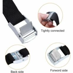 HIASDFLS 10Pcs 2*39Cm Sangle D'Arrimage Kit De Fixation Pour Moto/ Voiture/ Porte Vélo Sangle De Serrage Charge Maximale 500 Kg - Noir -Treuil, cric, palan et accessoires Soldes Boutique 42839689 3