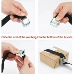 HIASDFLS 10Pcs 2*39Cm Sangle D'Arrimage Kit De Fixation Pour Moto/ Voiture/ Porte Vélo Sangle De Serrage Charge Maximale 500 Kg - Noir -Treuil, cric, palan et accessoires Soldes Boutique 42839689 4