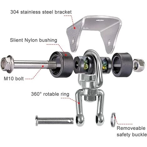 BRIDAY Crochet De Plafond Enfant Adulte SUS 304 Acier Inoxydable 360° Crochets De Plafond Suspension Accessoires Avec 4 Vis Balancelles 500Kg Capacité 2 BRIDAY Crochet De Plafond Enfant Adulte SUS 304 Acier Inoxydable 360° Crochets De Plafond Suspension Accessoires Avec 4 Vis Balancelles 500Kg Capacité – Image 2
