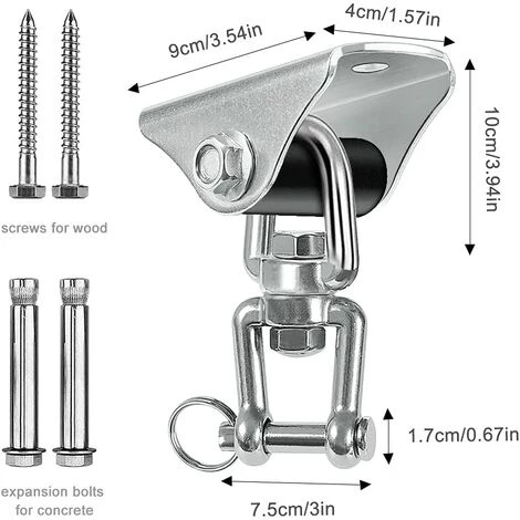 BRIDAY Crochet De Plafond Enfant Adulte SUS 304 Acier Inoxydable 360° Crochets De Plafond Suspension Accessoires Avec 4 Vis Balancelles 500Kg Capacité 4 BRIDAY Crochet De Plafond Enfant Adulte SUS 304 Acier Inoxydable 360° Crochets De Plafond Suspension Accessoires Avec 4 Vis Balancelles 500Kg Capacité – Image 4