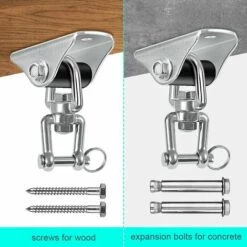 BRIDAY Crochet De Plafond Enfant Adulte SUS 304 Acier Inoxydable 360° Crochets De Plafond Suspension Accessoires Avec 4 Vis Balancelles 500Kg Capacité 9 BRIDAY Crochet De Plafond Enfant Adulte SUS 304 Acier Inoxydable 360° Crochets De Plafond Suspension Accessoires Avec 4 Vis Balancelles 500Kg Capacité -Treuil, cric, palan et accessoires Soldes Boutique 43154991 5