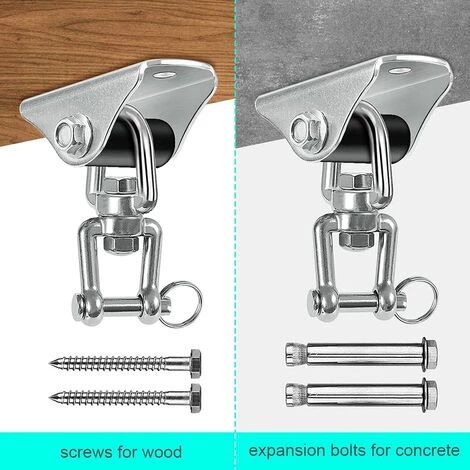 BRIDAY Crochet De Plafond Enfant Adulte SUS 304 Acier Inoxydable 360° Crochets De Plafond Suspension Accessoires Avec 4 Vis Balancelles 500Kg Capacité 5 BRIDAY Crochet De Plafond Enfant Adulte SUS 304 Acier Inoxydable 360° Crochets De Plafond Suspension Accessoires Avec 4 Vis Balancelles 500Kg Capacité – Image 5