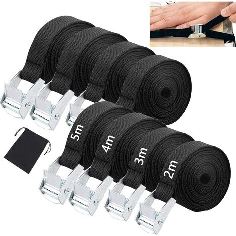 TANABATA Tendeur à Cliquet 8 Pièces,Sangles D'arrimage,Sangle à Griffe D'arrimage,Sangle A CCliquet Noire,Sangles De Fixation Robustes, Sangles De Serrage. 1 TANABATA Tendeur à Cliquet 8 Pièces,Sangles D'arrimage,Sangle à Griffe D'arrimage,Sangle A CCliquet Noire,Sangles De Fixation Robustes, Sangles De Serrage.