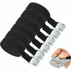 TANABATA Tendeur à Cliquet Sangle à Griffe Sangles D'arrimage Sangle De Fixation - Sangles De Serrage 6 Pièces 25mm X 500mm Kit Sangle D'arrimage Noir Pour Transport Moto, Camion Sangle Arrimage, Charge Maximale 250 Kg