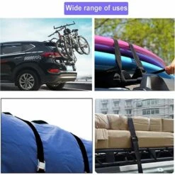 TANABATA Tendeur à Cliquet Sangle à Griffe Sangles D'arrimage Sangle De Fixation - Sangles De Serrage 6 Pièces 25mm X 500mm Kit Sangle D'arrimage Noir Pour Transport Moto, Camion Sangle Arrimage, Charge Maximale 250 Kg -Treuil, cric, palan et accessoires Soldes Boutique 43186662 5