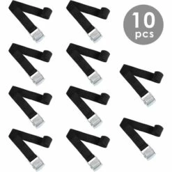 BAMNY 10PCS Sangle D'Arrimage, 2*40CM Kit De Fixation Avec Sangle De Serrage Boucle De Serrage, Pour Moto, Voiture, Porte Vélo, Puissance De Traction: 800 Kg / Pièce(40CM, Nior)