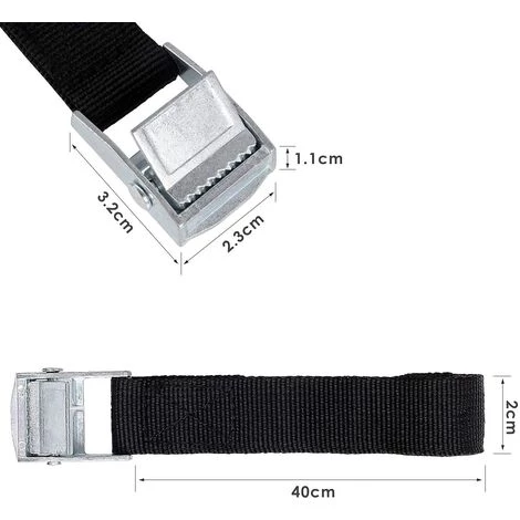 BAMNY 10PCS Sangle D'Arrimage, 2*40CM Kit De Fixation Avec Sangle De Serrage Boucle De Serrage, Pour Moto, Voiture, Porte Vélo, Puissance De Traction: 800 Kg / Pièce(40CM, Nior) 2 BAMNY 10PCS Sangle D'Arrimage, 2*40CM Kit De Fixation Avec Sangle De Serrage Boucle De Serrage, Pour Moto, Voiture, Porte Vélo, Puissance De Traction: 800 Kg / Pièce(40CM, Nior) – Image 2